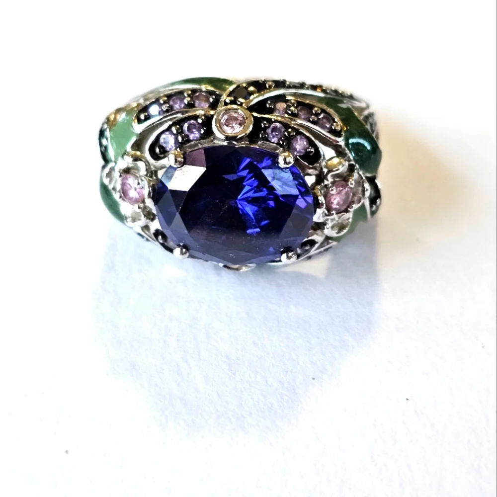 Retired Victoria Wieck Tanzanite and Amethyst Ring in Sterling Silver Sz 8! - Picture 6 of 14